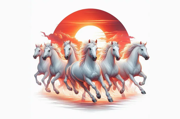Stylized Lucky Seven Horses Art | PrintPosters.in